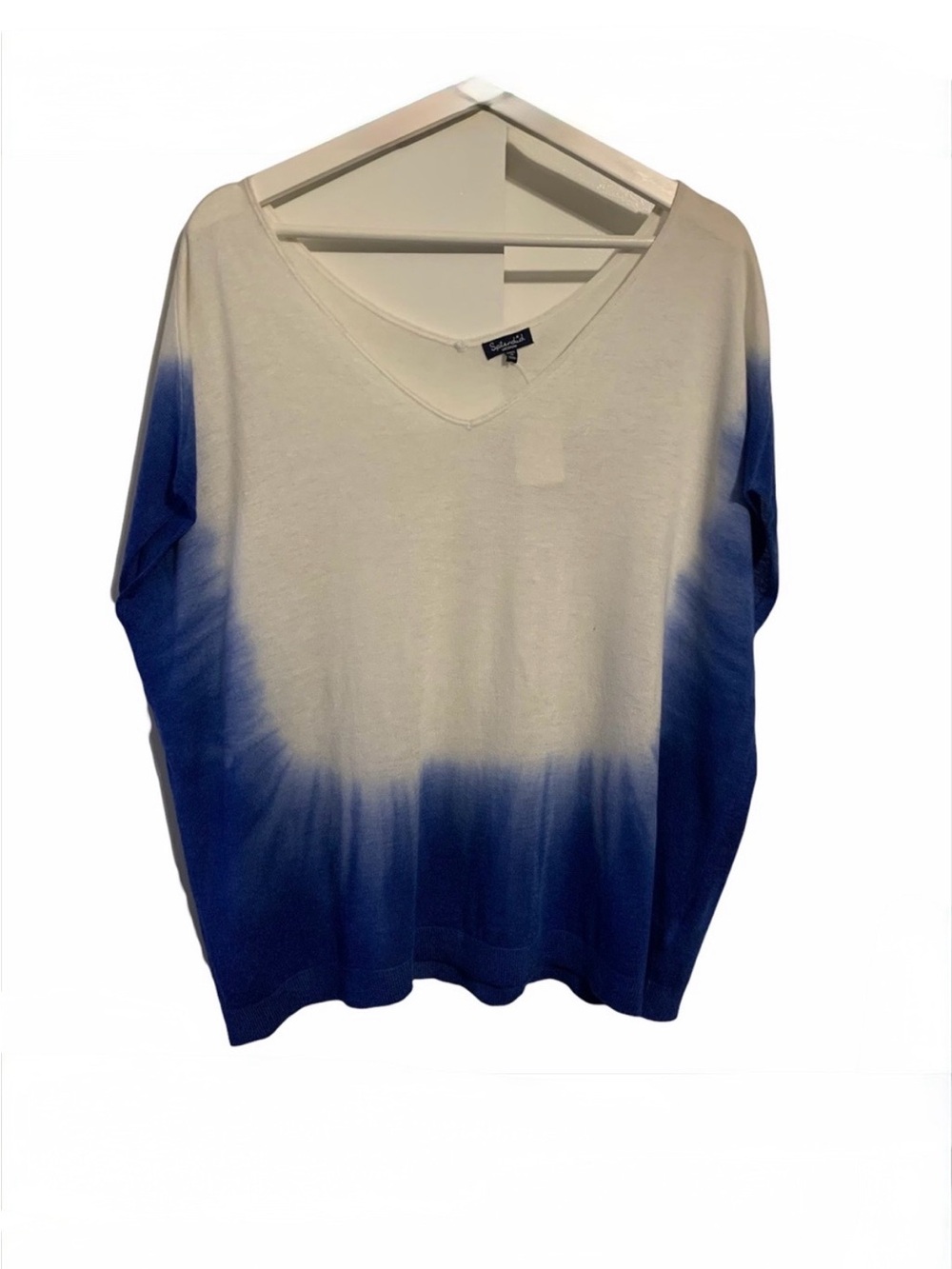 Splendid M dip dye dolman sleeve sweater cashmere blend White & Mediterranean - Picture 1 of 15